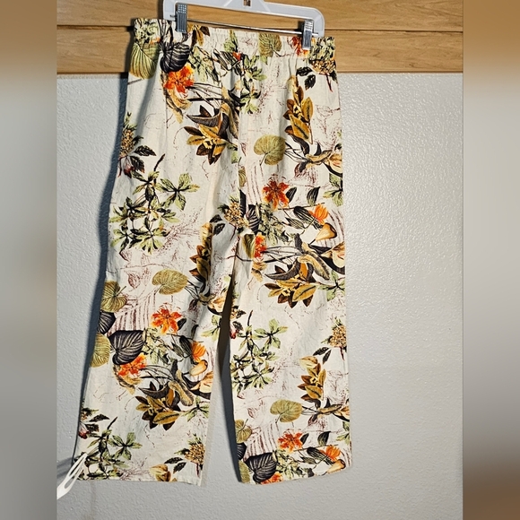 Floral Print Women's 100 % Cotton Pants, Elastic Waist Size L - Picture 4 of 10